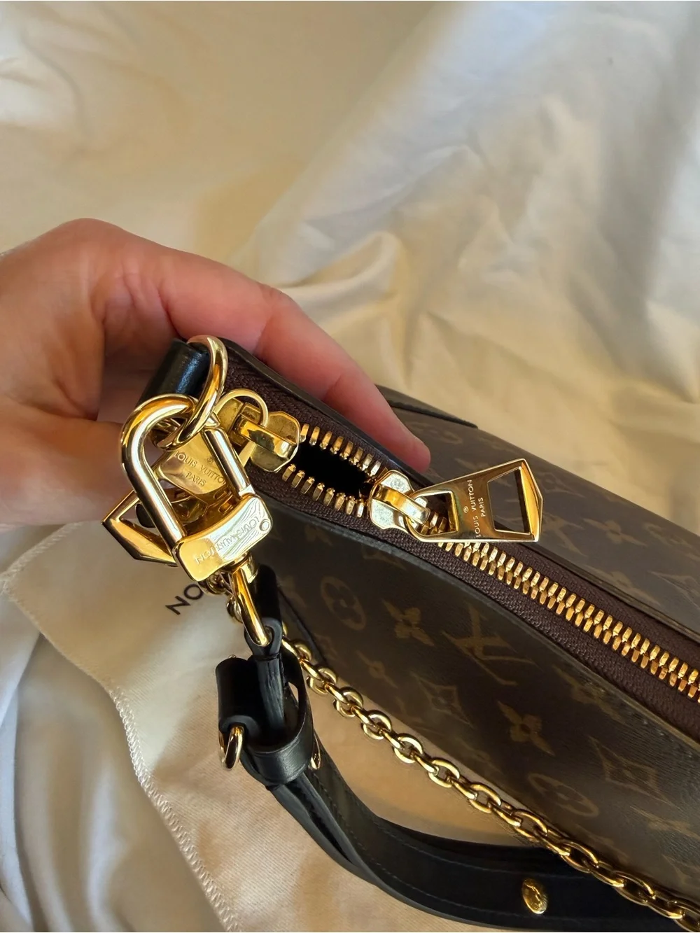 Louis Vuitton Brown Monogram Boulogne PM Shoulder Bag with Black Trim